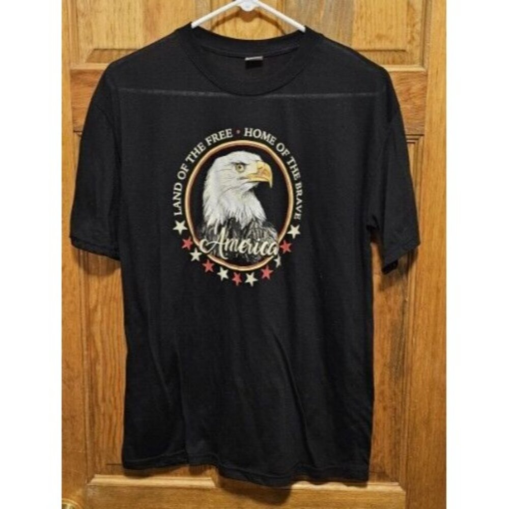 AMERICA Land of The Free Home of the Brave Eagle T-Shirt Tee LARGE Vintage
